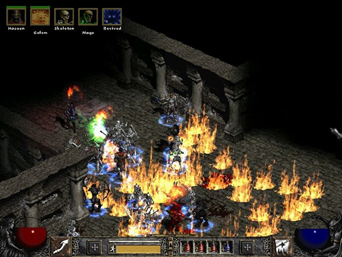 A dungeon is on fire in Diablo 2
