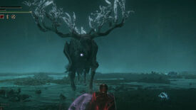 The Regal Ancestor Spirit in Elden Ring charges towards the player in its cave.