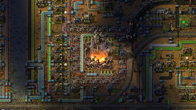 Bustling industry in a Factorio screenshot.