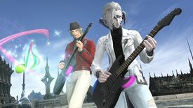 Two characters play electric guitar in Final Fantasy XIV.