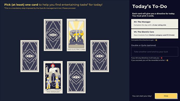 A set of Tarot task cards from Flat Eye