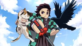 A Roblox header image for Demon Soul Simulator shows an anime character accompanied by a cat and a raven.