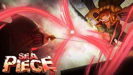 Two Roblox characters battle it out in a banner image for the game Sea Piece.