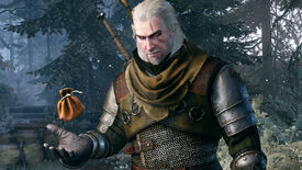 Geralt tosses a coin purse in a The Witcher 3: Wild Hunt screenshot.