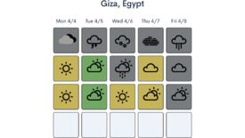 A Cloudle screen guessing (badly) at the weather in Giza this week.